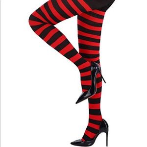 Black and Red Striped Tights